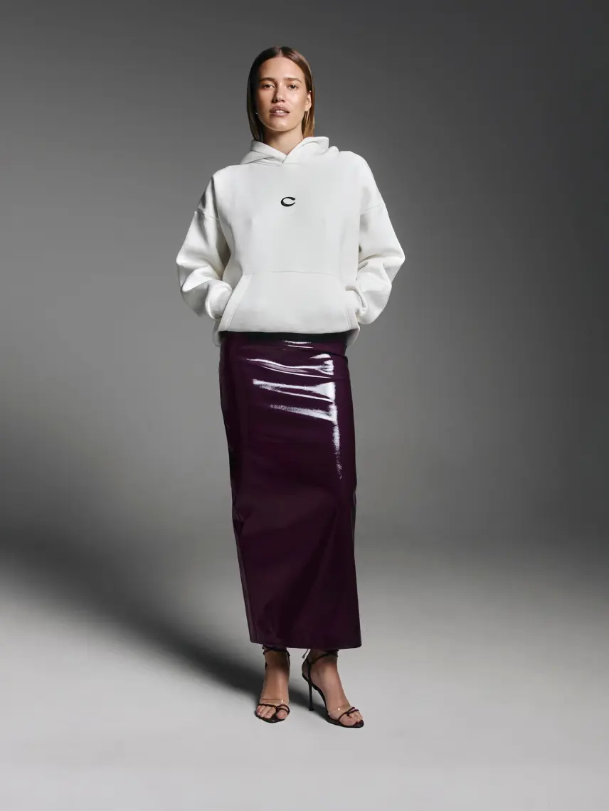 CULTNAKED Gonna lunga maxi in vernice color prugna