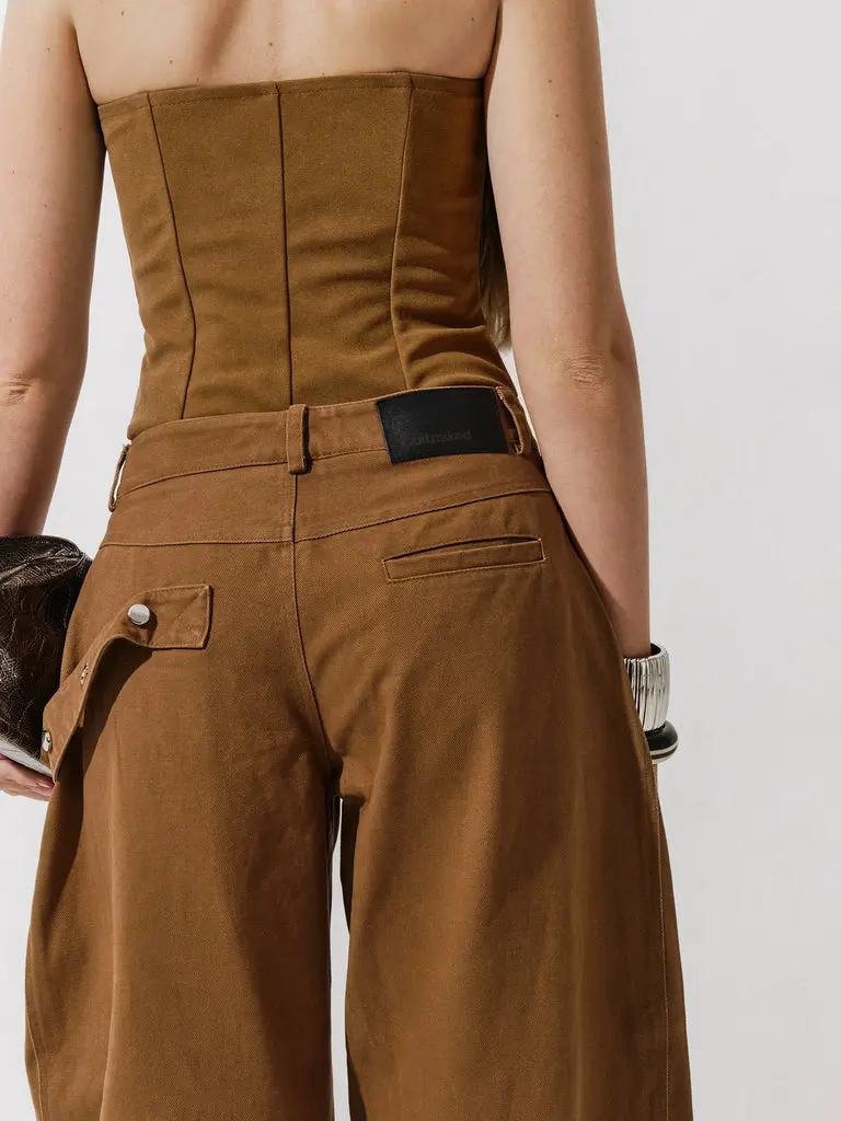 CULTNAKED Top Era in pelle scamosciata color terra