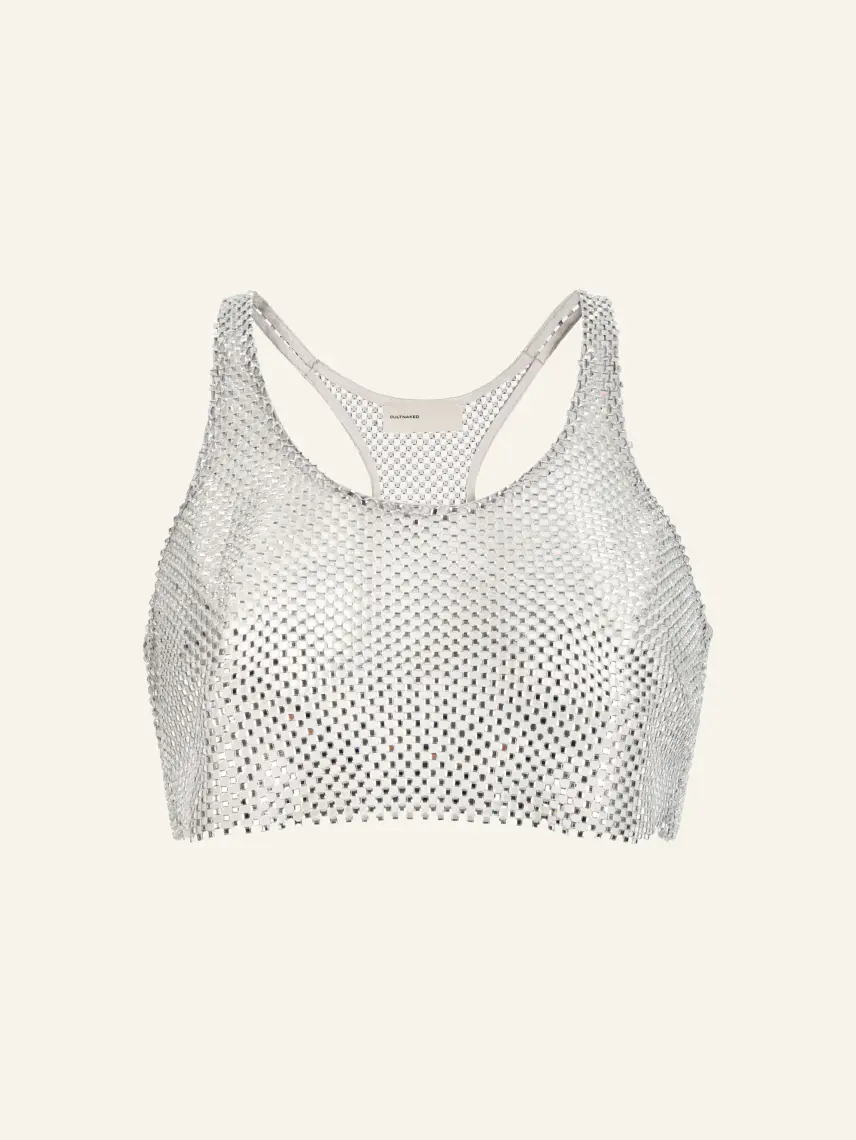 CULTNAKED Top corto Stardust color argento