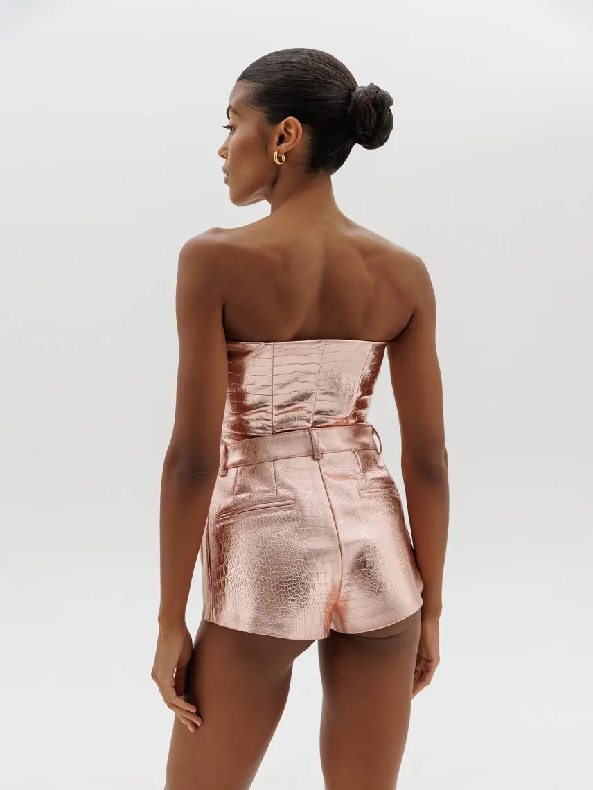 CULTNAKED Pantaloncini Vixen in pelle di coccodrillo rosa