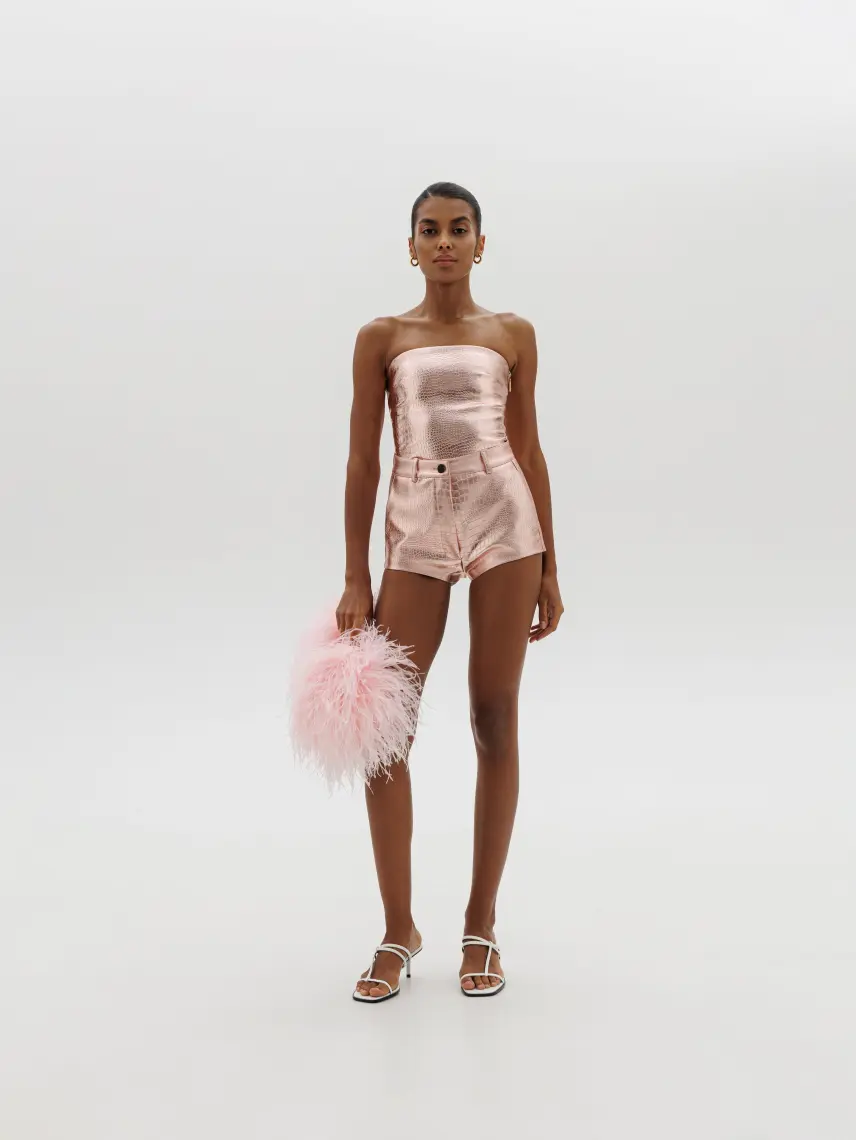 CULTNAKED Pantaloncini Vixen in pelle di coccodrillo rosa