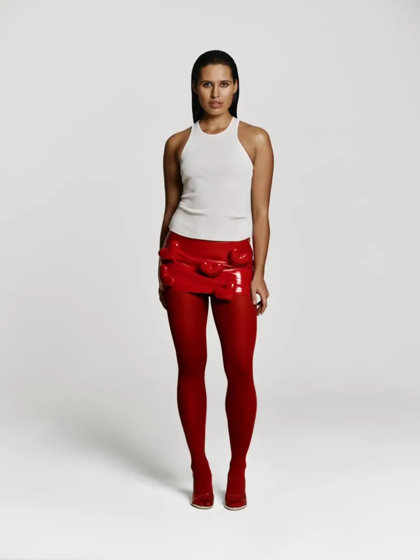CULTNAKED Gonna-pantalone Love Mini Mini in vernice rossa