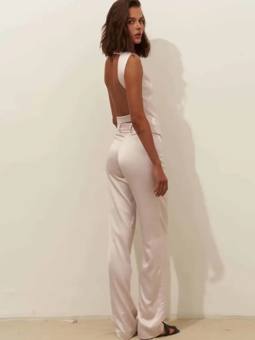 Samadhi Pantaloni di raso rosa pallido di Chloe