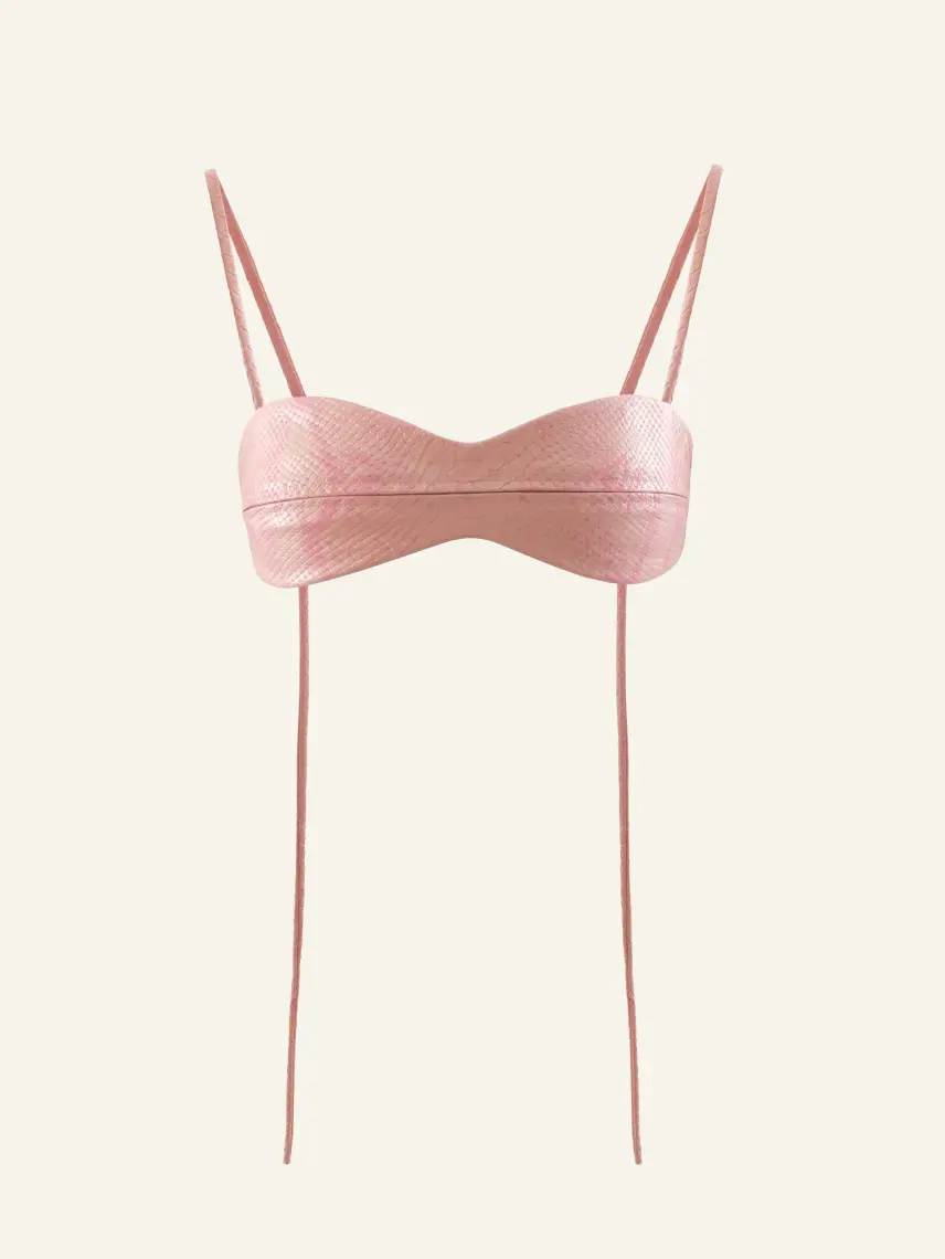 CULTNAKED Top coprispalle in pitone rosa
