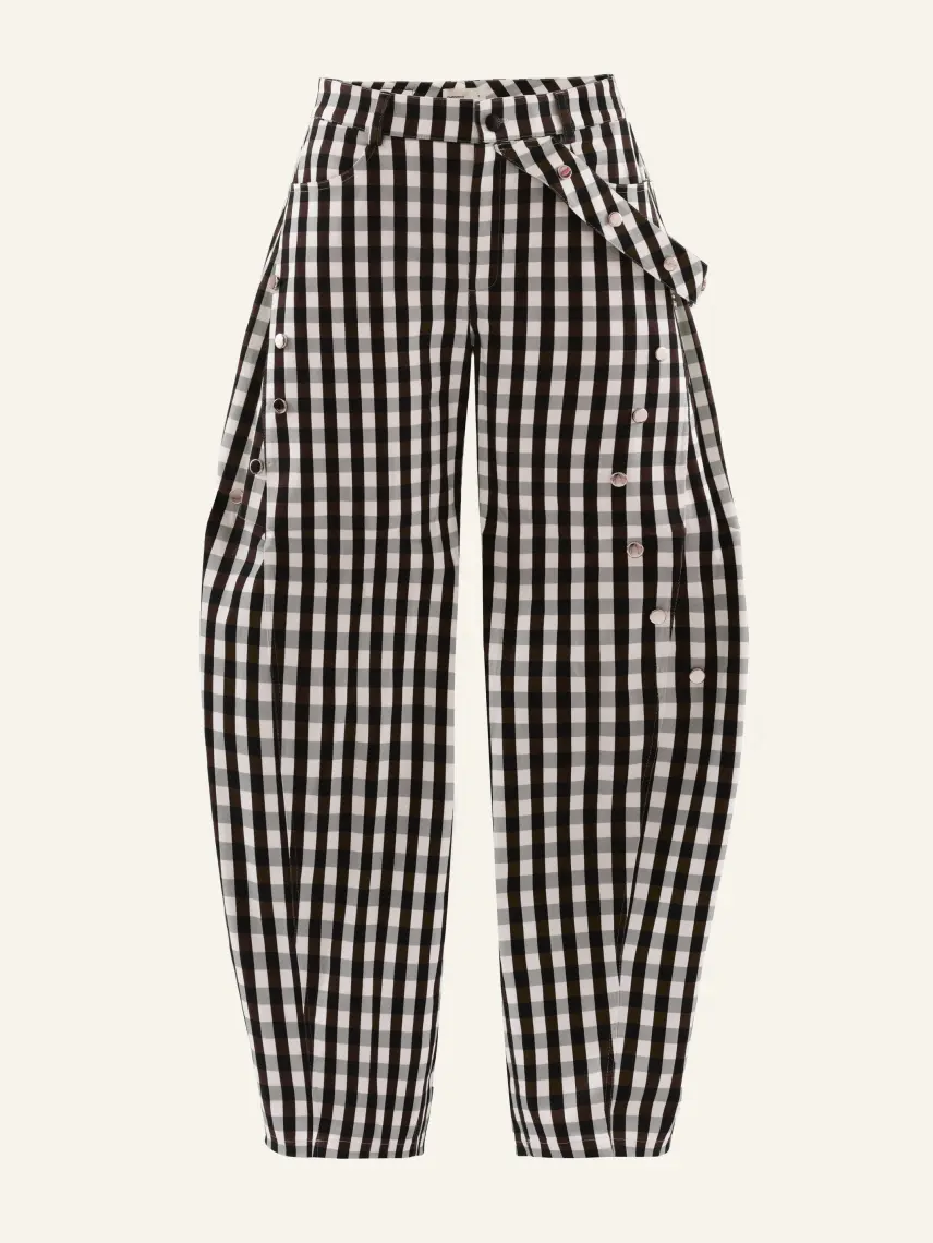 CULTNAKED Barrel pants in Gingham Brown