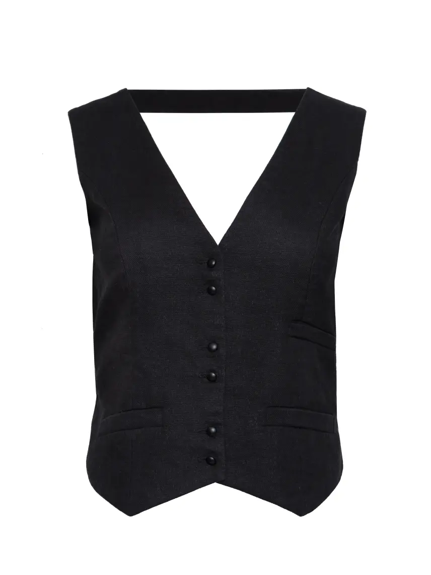 Samadhi Gilet di lino nero Chloe