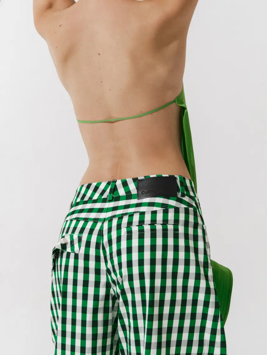 CULTNAKED Top a bolle in seta verde