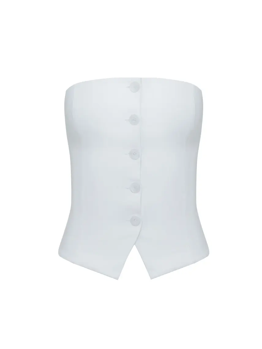 Samadhi Bustier corsetto bianco con bottoni