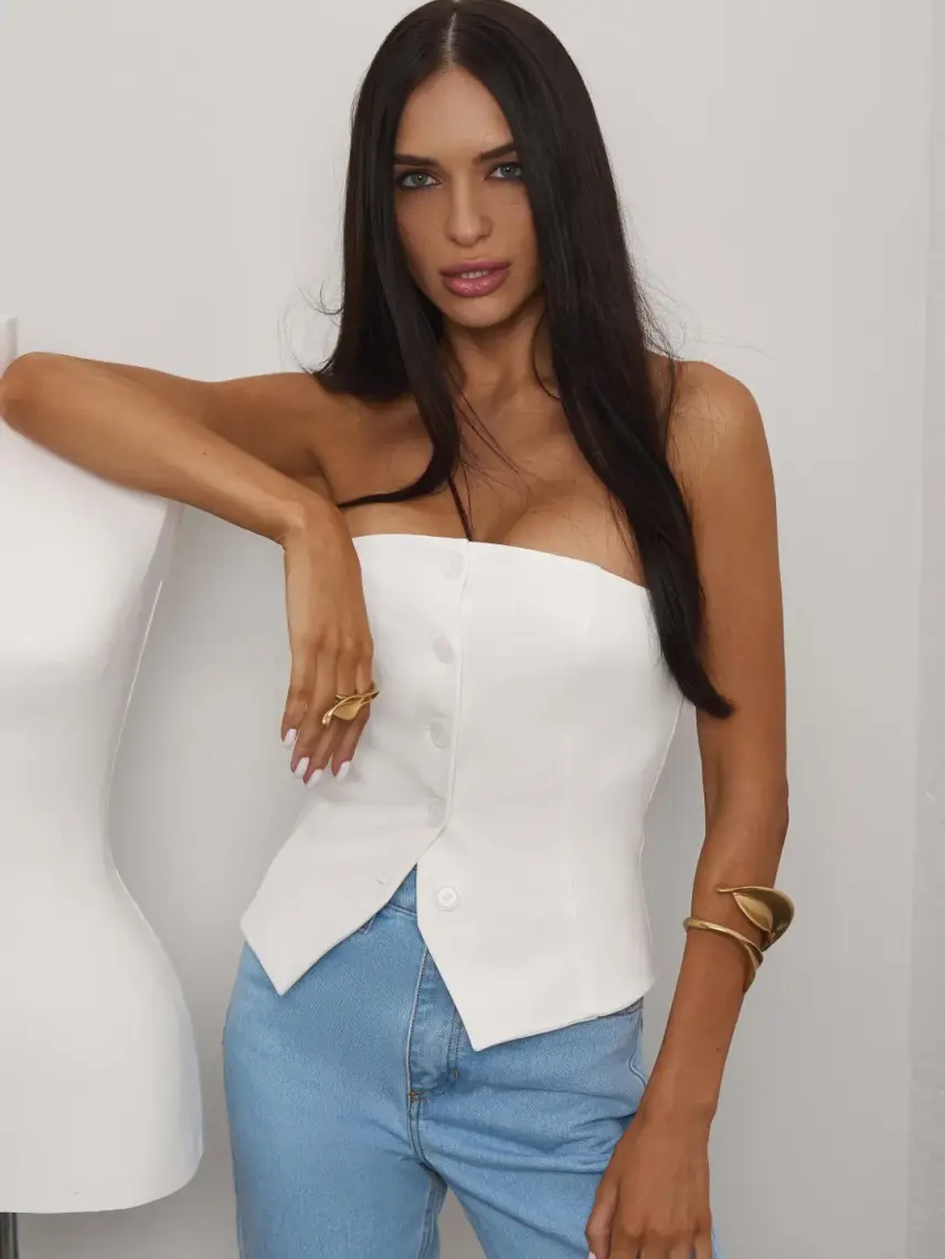 Samadhi Bustier corsetto bianco con bottoni