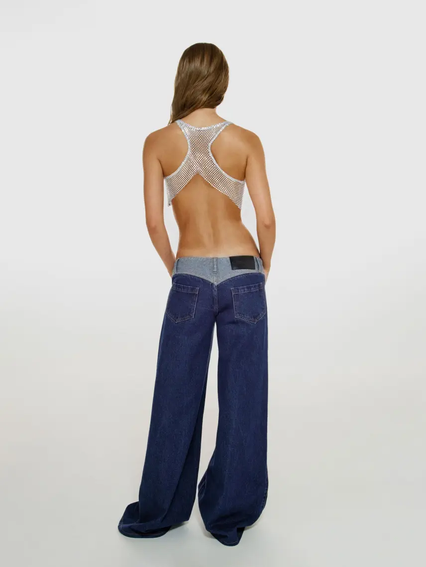 CULTNAKED Top corto Stardust color argento