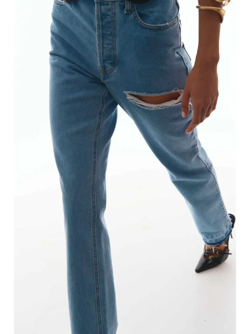 Samadhi Jeans blu a taglio dritto con spacchi