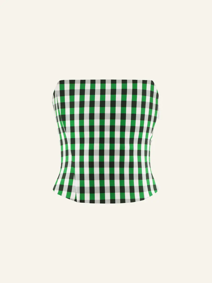 CULTNAKED Etta bandeau in Gingham Green