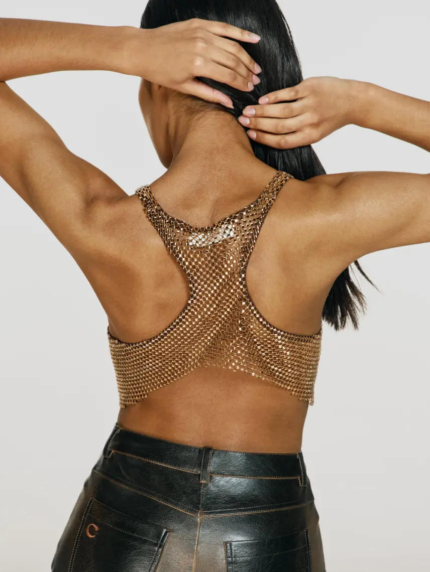CULTNAKED Top corto Stardust color cioccolato