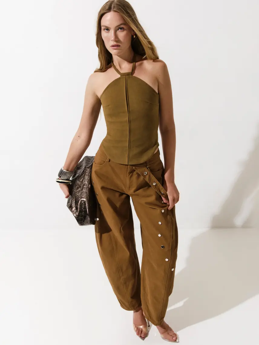 CULTNAKED Pantaloni a botte color marrone terra