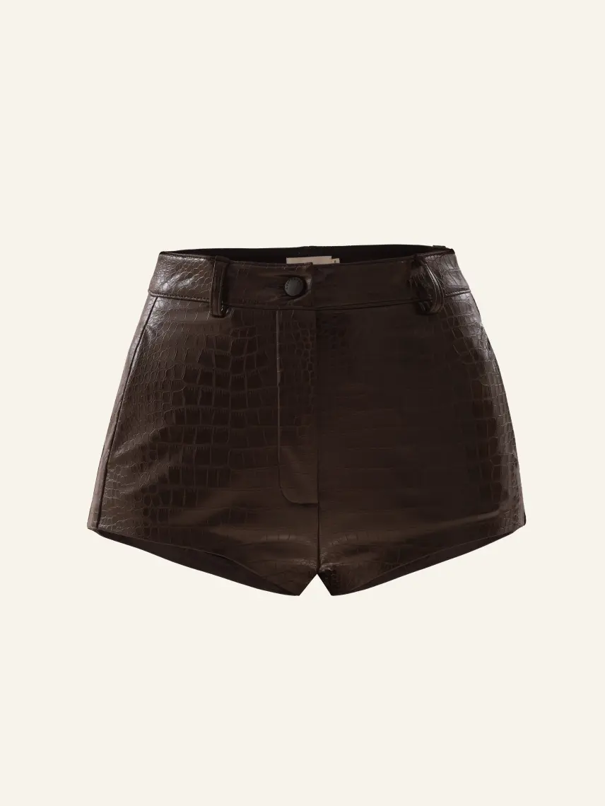 CULTNAKED Pantaloncini Vixen in pelle di coccodrillo marrone