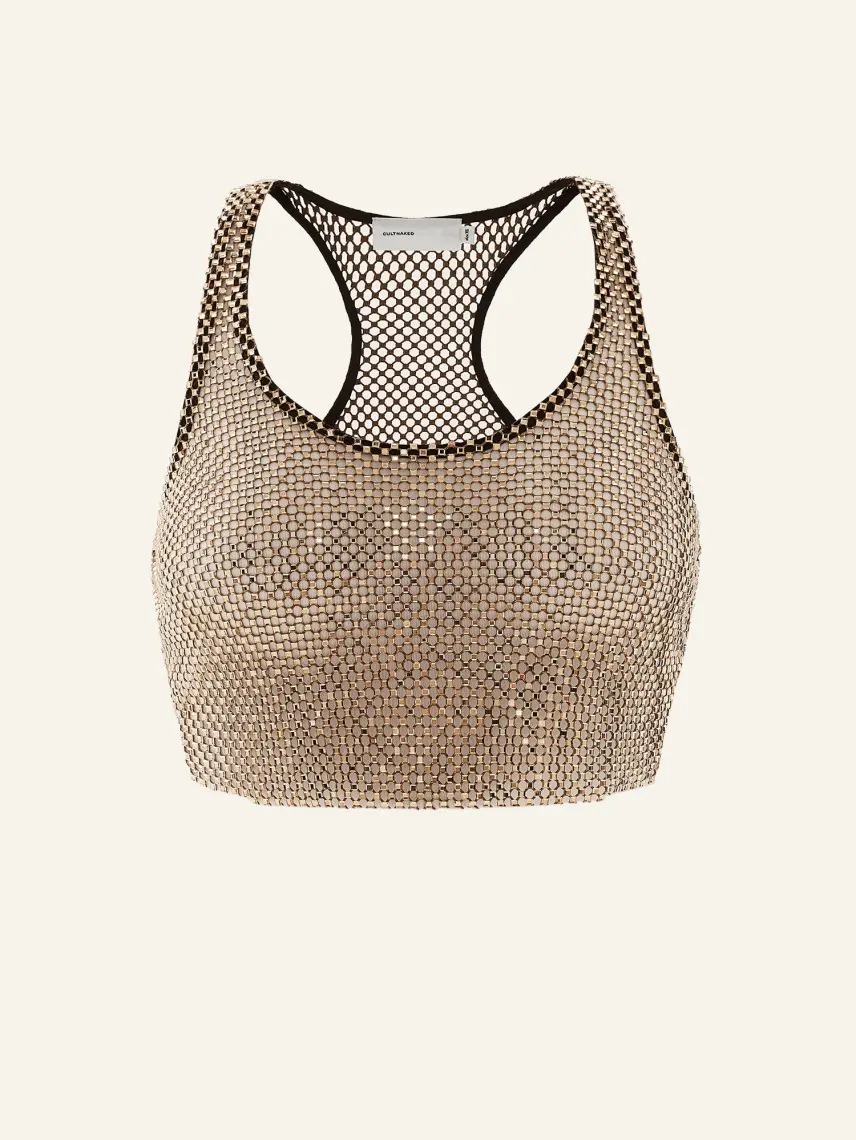CULTNAKED Top corto Stardust color cioccolato
