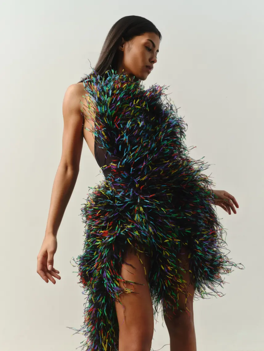 CULTNAKED Tuta Cloud Nine in Disco Feathers