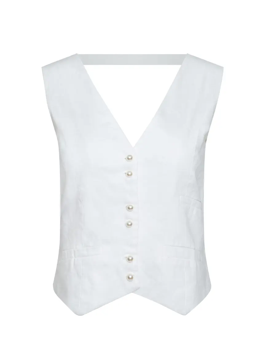 Samadhi Gilet in lino color latte Chloe