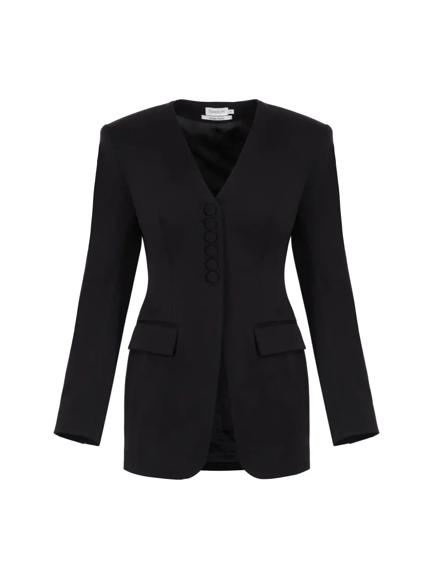 Samadhi Giacca aderente con scollo a V e schiena chiusa, nera