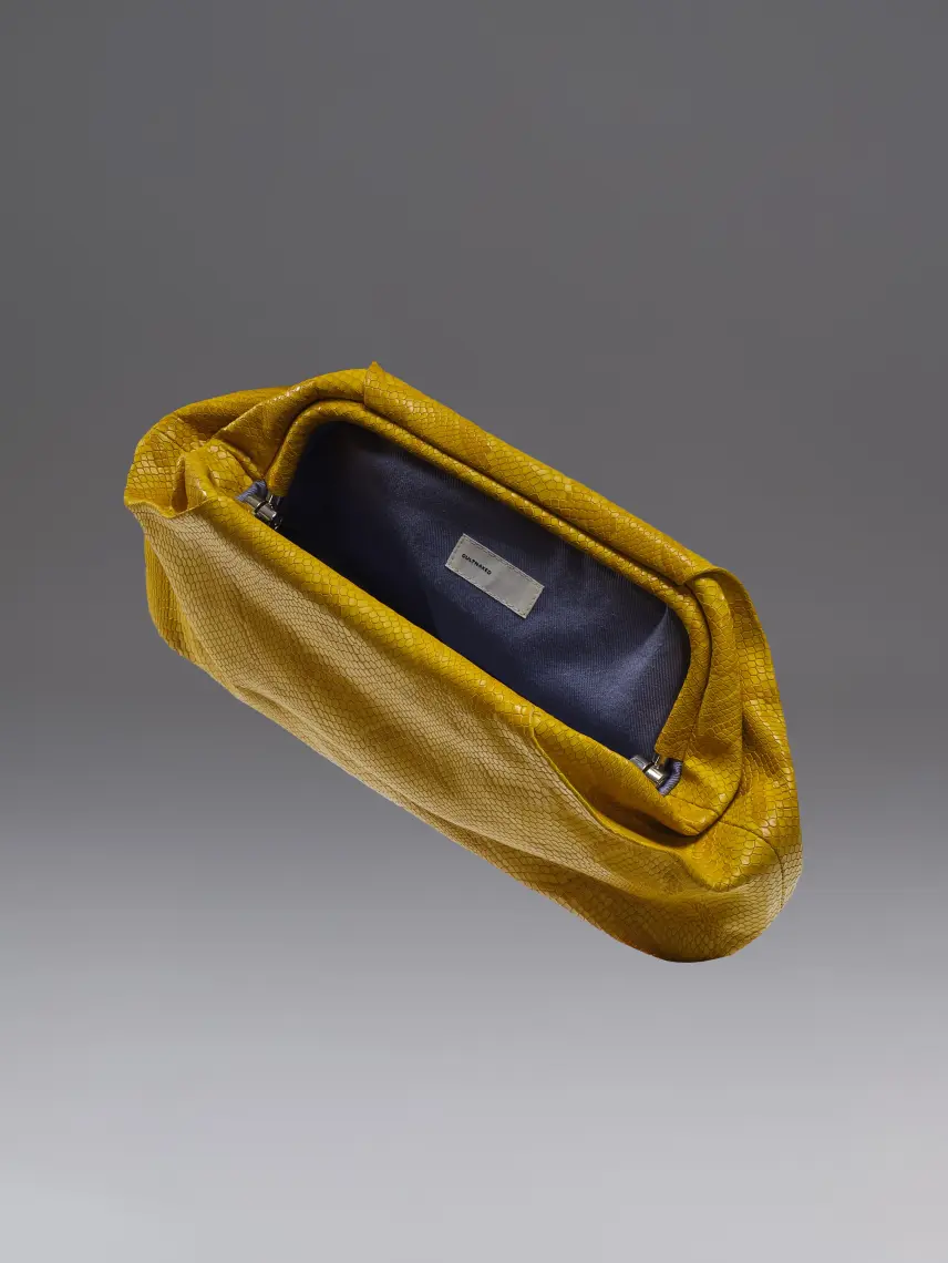 CULTNAKED Pochette Babylon in pelle di pitone giallo