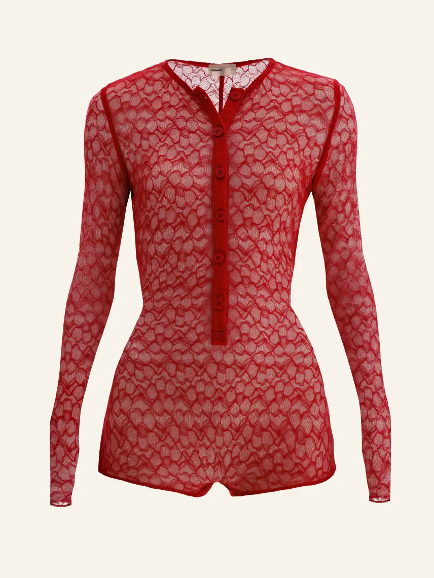CULTNAKED Tuta intera Good Girl in pizzo rosso
