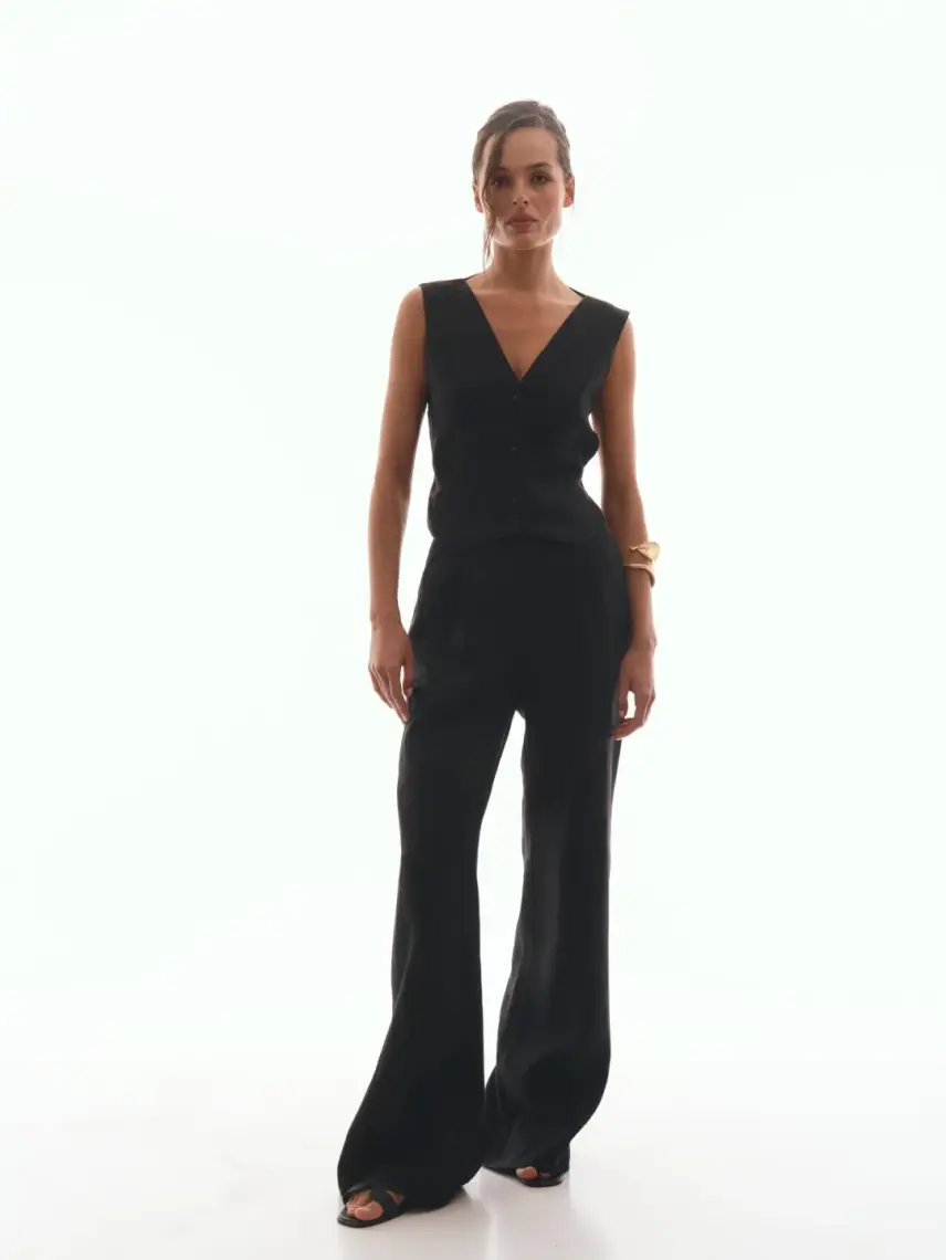 Samadhi Gilet di lino nero Chloe