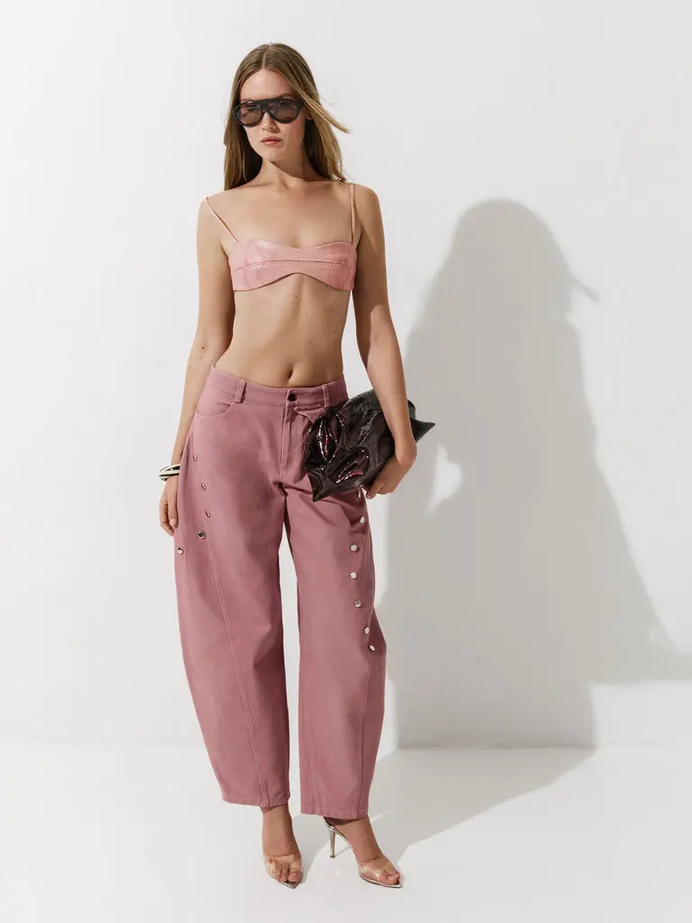 CULTNAKED Top coprispalle in pitone rosa