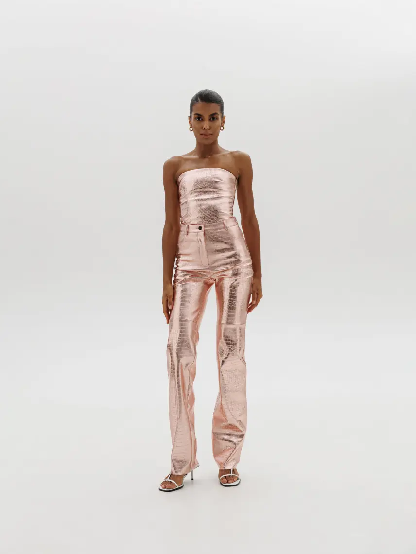 CULTNAKED Fascia Killa in pelle di coccodrillo rosa