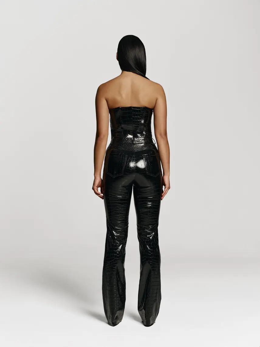 CULTNAKED Pantaloni Killa in Onyx Croc