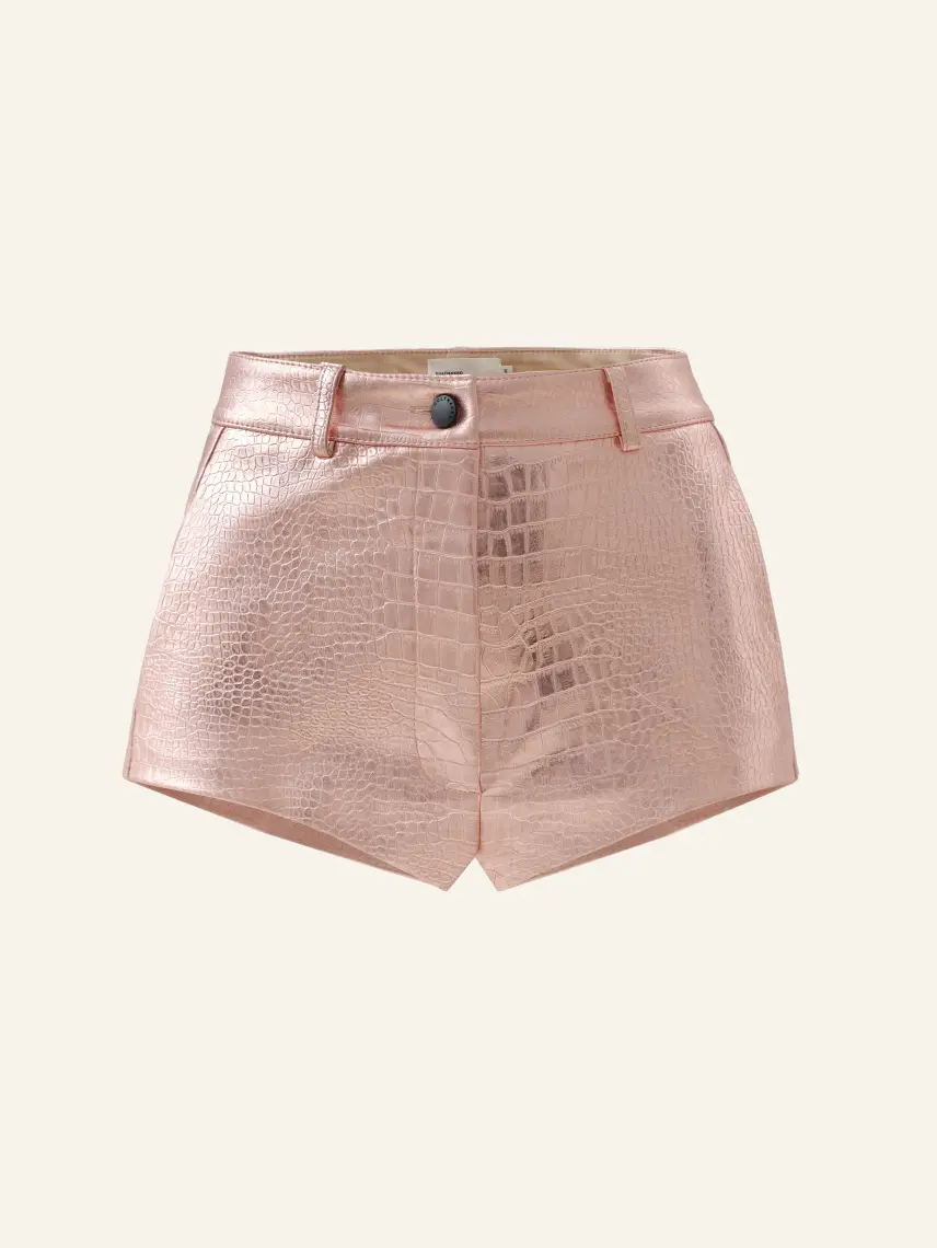 CULTNAKED Pantaloncini Vixen in pelle di coccodrillo rosa