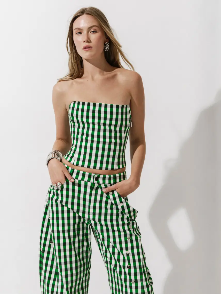 CULTNAKED Etta bandeau in Gingham Green