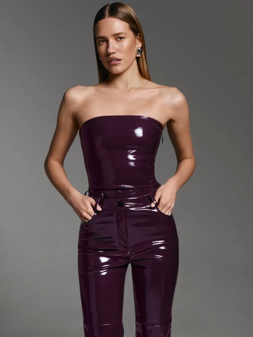 CULTNAKED Pantaloni Killa in vernice color prugna