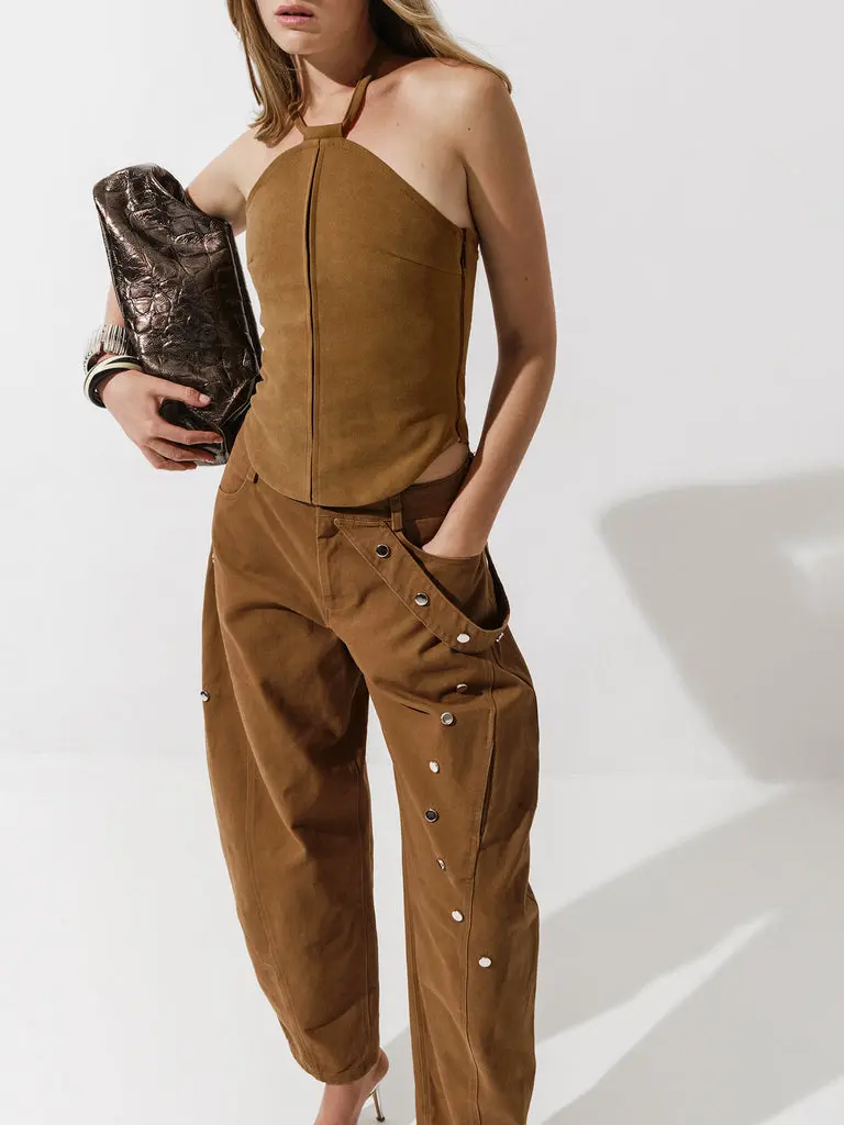CULTNAKED Pantaloni a botte color marrone terra