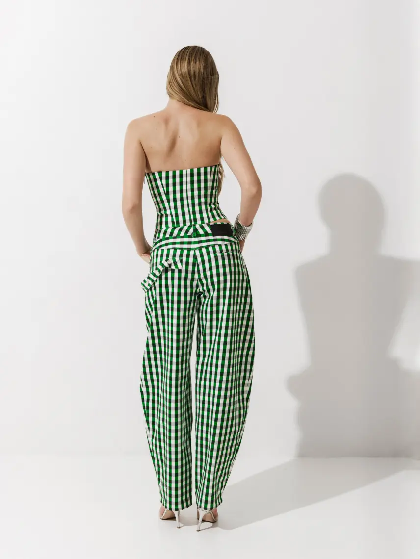 CULTNAKED Etta bandeau in Gingham Green