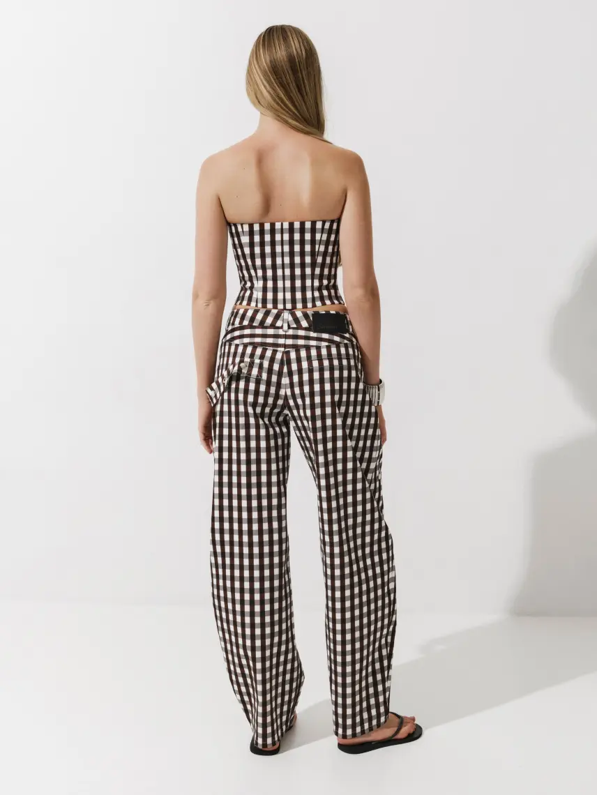 CULTNAKED Etta bandeau in Gingham Brown