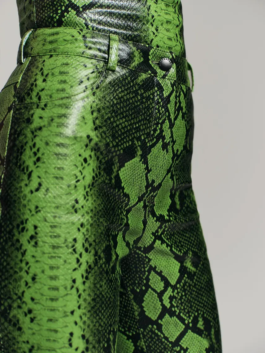 CULTNAKED Pantaloni Killa in pitone verde