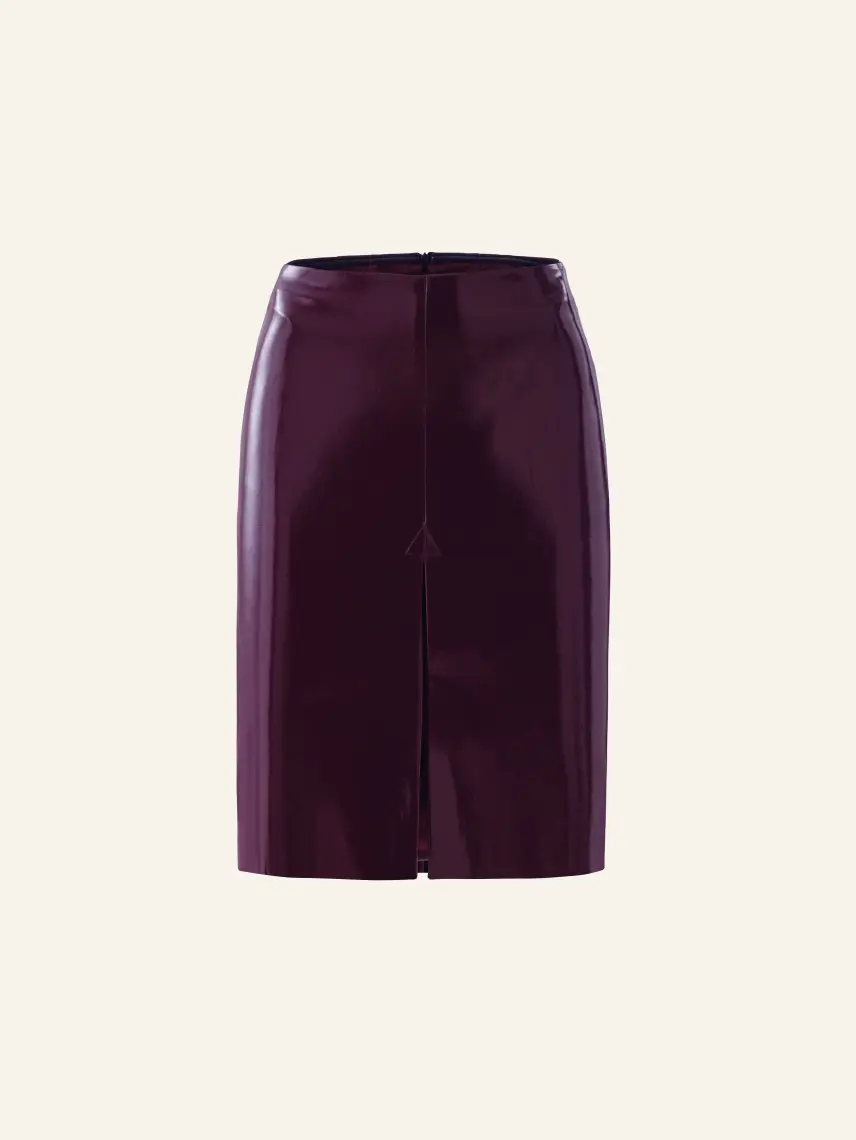 CULTNAKED Gonna midi in vernice color prugna