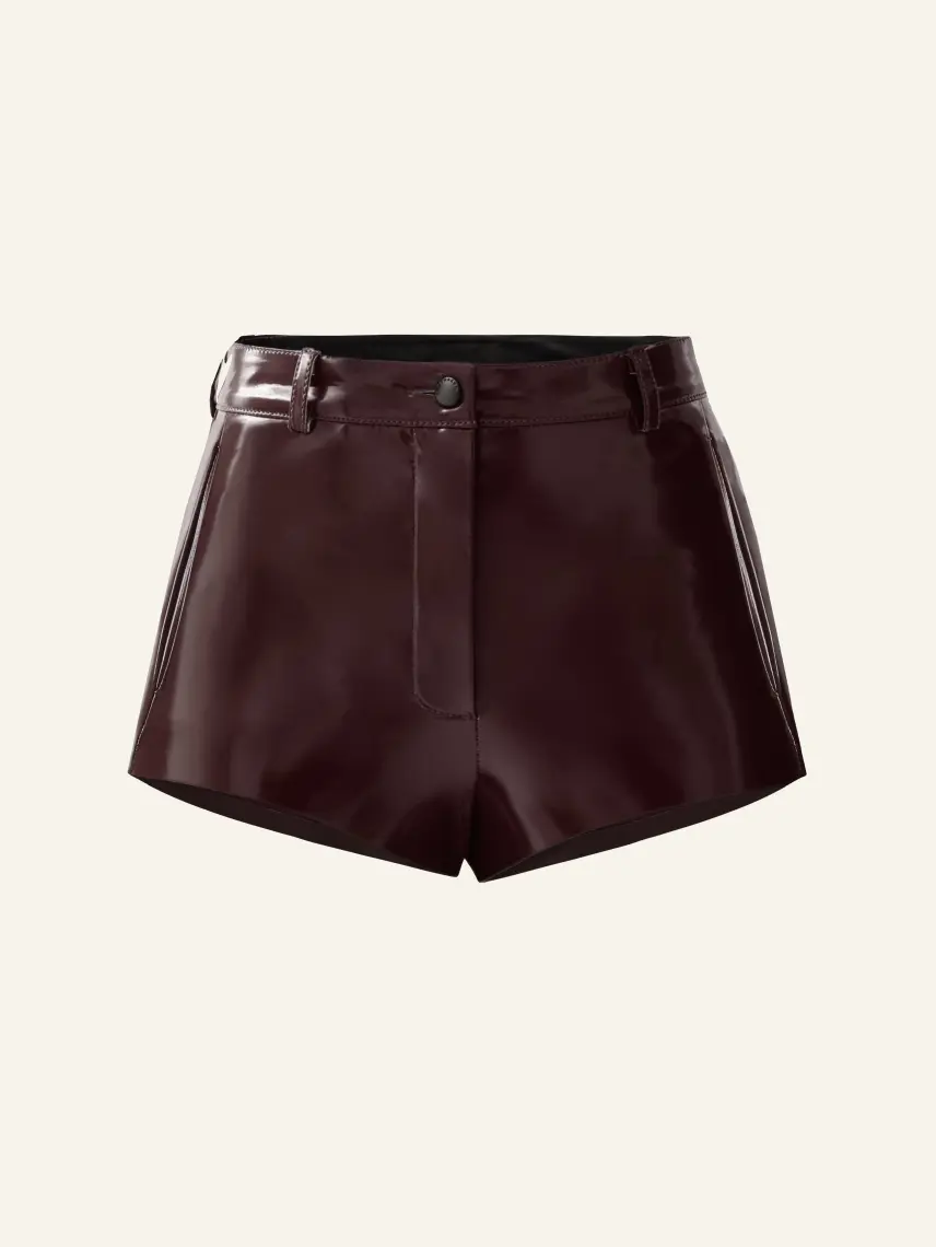 CULTNAKED Shorts Vixen in vernice color prugna