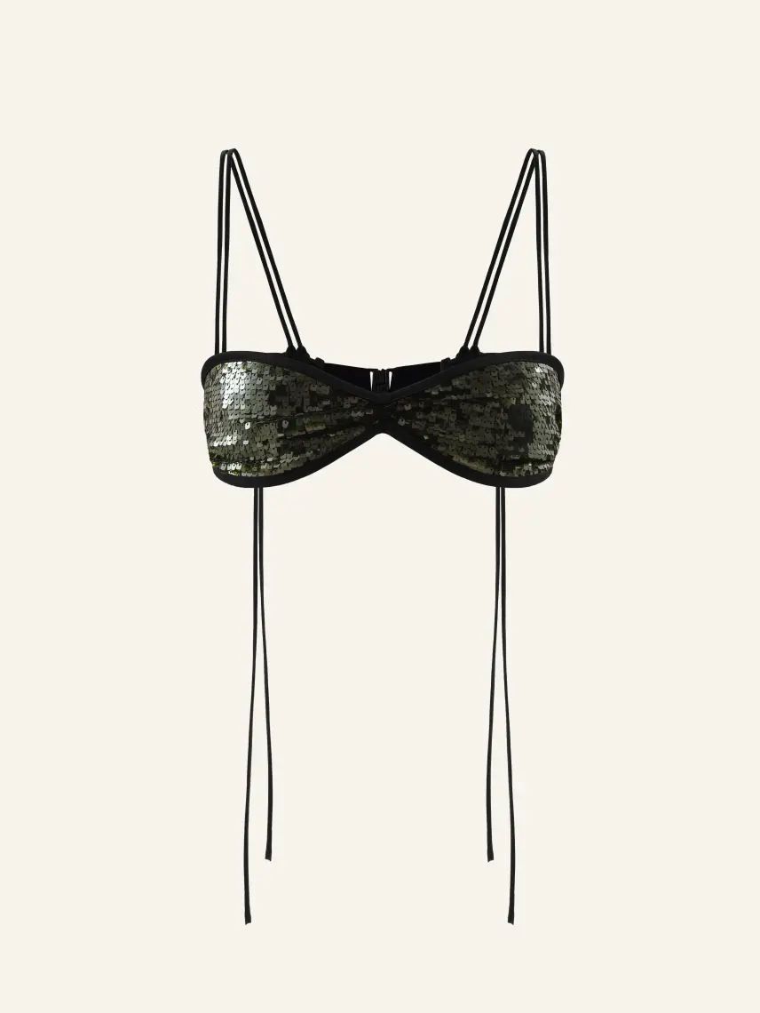 CULTNAKED Top copricostume con paillettes effetto vipera