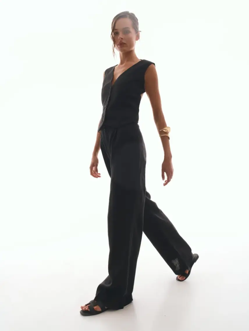Samadhi Pantaloni di lino neri Chloe