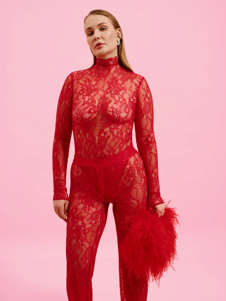 CULTNAKED Body Allure in pizzo rosso