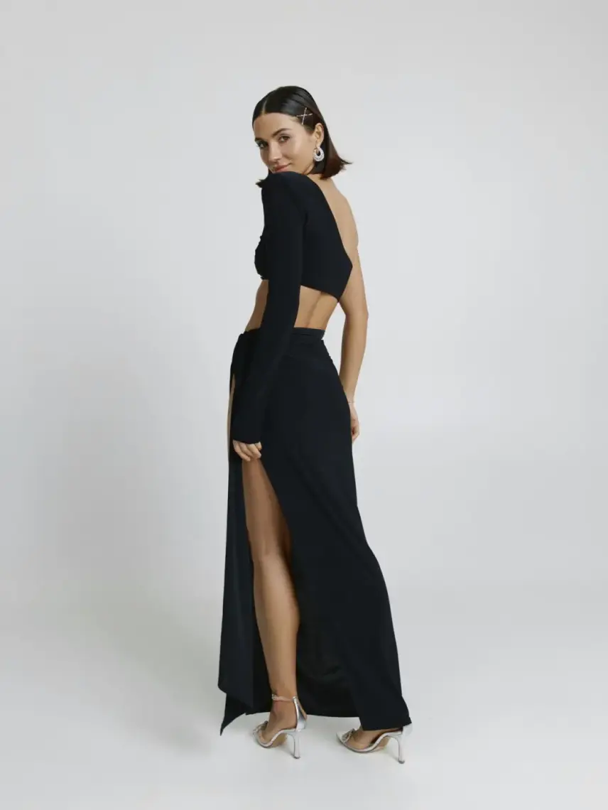 Samadhi Knitted one-shoulder top black