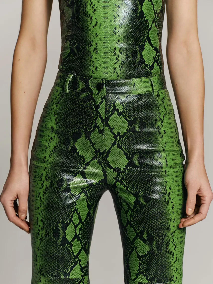 CULTNAKED Pantaloni Killa in pitone verde