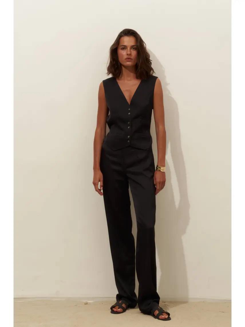 Samadhi Pantaloni neri in raso di Chloe