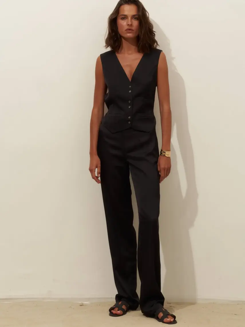 Samadhi Чорні атласні штани Chloe