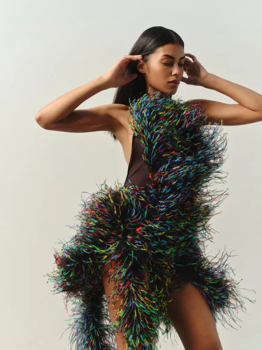 CULTNAKED Tuta Cloud Nine in Disco Feathers