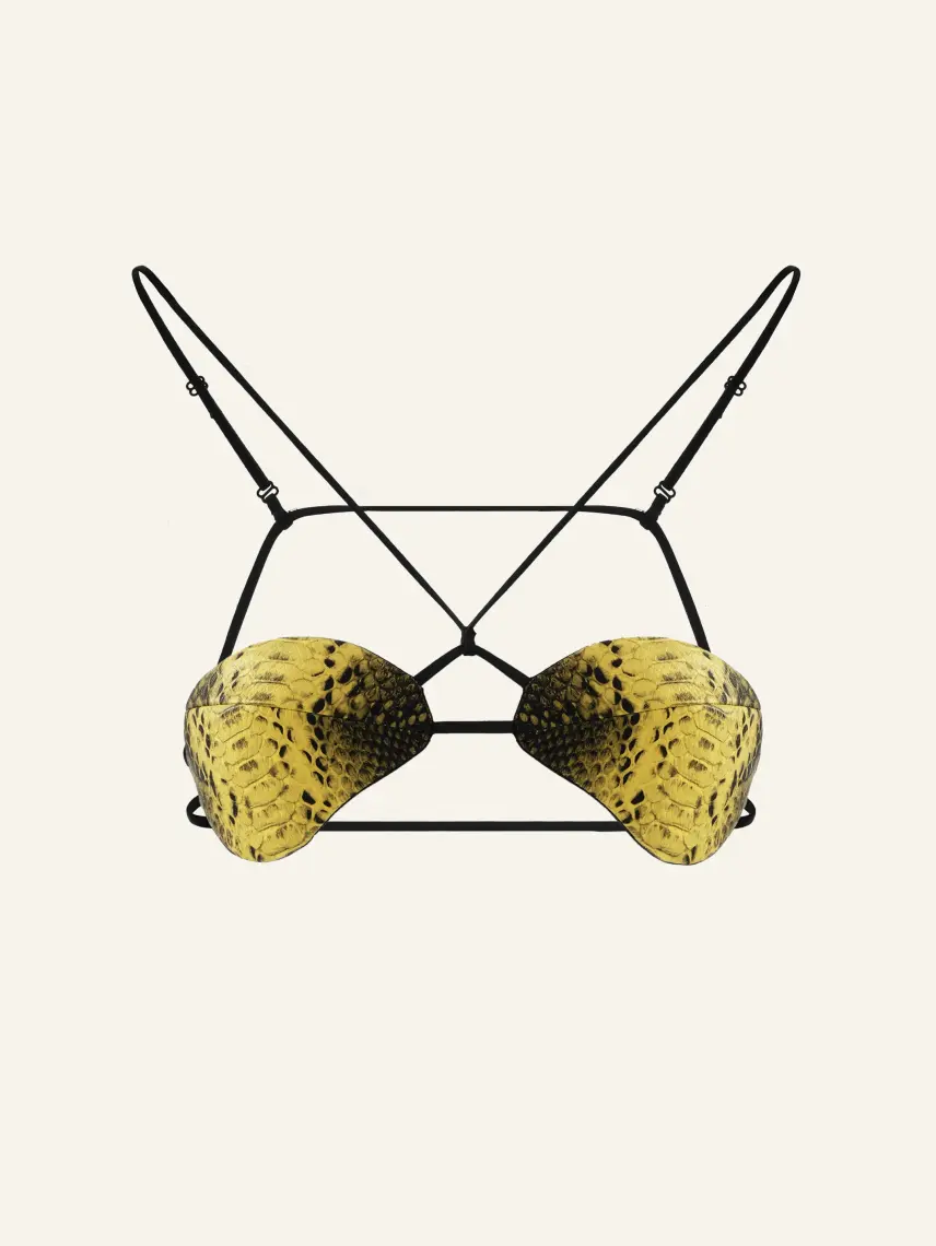 CULTNAKED Parte superiore a fagiolo in pitone giallo