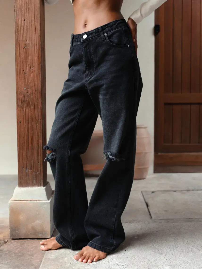 Stash Jeansy typu boyfriend w kolorze czarnym