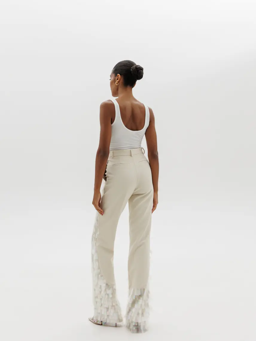 CULTNAKED Pantaloni eleganti in bianco con paillettes