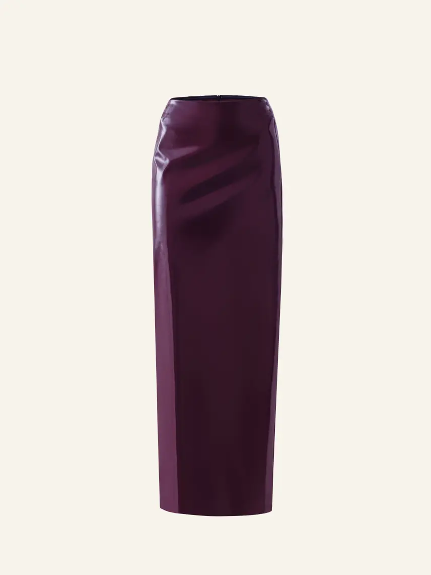 CULTNAKED Gonna lunga maxi in vernice color prugna